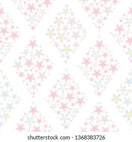 Abstract seamless background with rombus of Sakura flowers. White theme