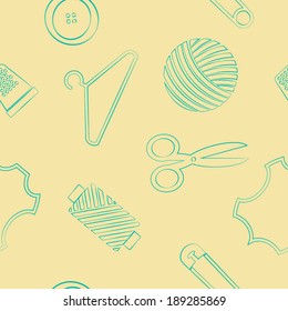 abstract seamless background with sewing accessories