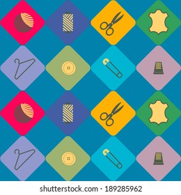 abstract seamless background with sewing accessories