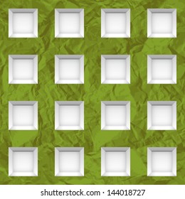 Abstract seamless background of shelves, vector illustration, eps10, 3 layers, easy editable! Bonus!! Seamless crumpled paper texture!!!
