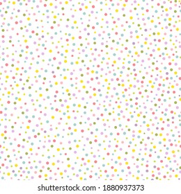 Resumen de fondo transparente con pequeños puntos de polka. Ilustración de color vectorial en colores pastel sobre un fondo blanco.