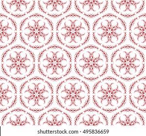Abstract seamless background of snowflakes. vector illustration. red gradient.