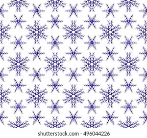 Abstract seamless background of snowflakes. vector illustration. blue gradient.