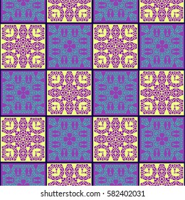 Abstract seamless background . Square tile pattern in oriental style. Vector illustration.
