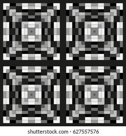 Abstract seamless background of squares and rectangles. Black and white geometric pattern