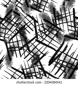 Abstract seamless background. Strokes made with ink. Vector. Hand drawing.