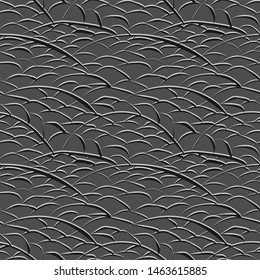 Abstract seamless background. Stylized grassy hills at dusk. Rough abrasive surface.
