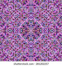 Abstract Seamless Background with Symbolical Colorful Floral Patterns. Eps10, Contains Transparencies. Vector
