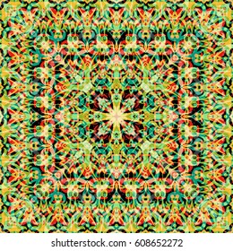 Abstract Seamless Background with Symbolical Tile Colorful Floral Patterns. Vector
