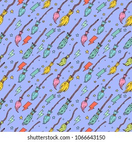 Abstract seamless background. Texture for fabric with magic elements.