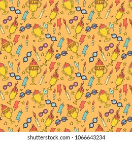 Abstract seamless background. Texture for fabric with magic elements.