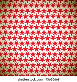 Abstract seamless background with tile red stars and grunge effect