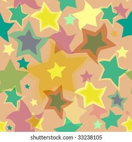 Abstract seamless background with translucent stars (vector)
