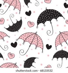 abstract seamless background with umbrella and heart