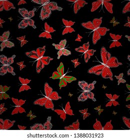 Abstract seamless background. Vector butterflies pattern. Pictures in white, red and black colors witg tropical butterflies. Perfect for wallpapers, web page backgrounds, surface textures, textile.