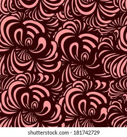 Abstract seamless background. Vector with flowers, Hand drawn illustration.