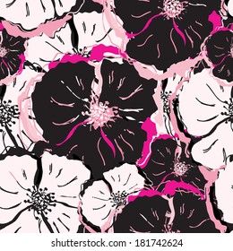 Abstract seamless background. Vector illustration with flowers. 