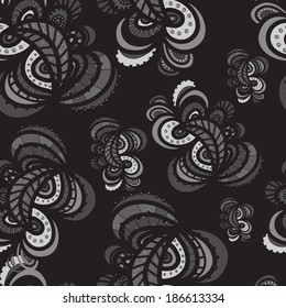 Abstract seamless background. Vector illustration. Hand drawn monochromatic pattern.