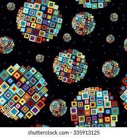 abstract seamless background - vector illustration. Starry sky with abstract shapes bright