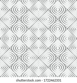 Abstract seamless background vector. Monochrome modern texture in peas. Small and more circles. Graphic design of cover, wallpaper, poster, packaging.