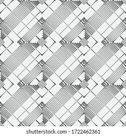 Abstrakter, nahtloser Hintergrund, Vektorgrafik. Monochrome moderne Struktur in Erbsen. Kleine und mehr Kreise. Grafisches Design der Abdeckung, Tapete, Poster, Verpackung.