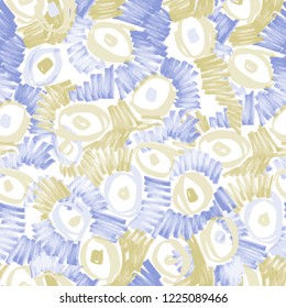 Abstract seamless background. Vector pattern. Repeat doodle elements drawn by felt-tip pen. Circles, lines and hatching. Good for bedding, fabric, textile, wallpaper, wrapping, surface and fashion.