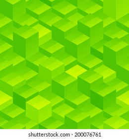Abstract seamless background vector pattern texture made of green glossy blocks