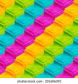 Abstract seamless background vector pattern texture made of colorful glossy blocks