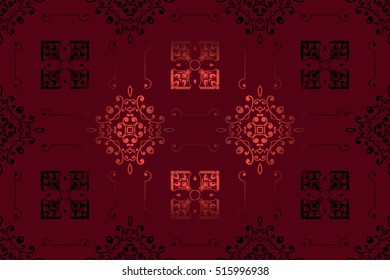 abstract seamless background vintage embossed openwork pattern of red on a black background