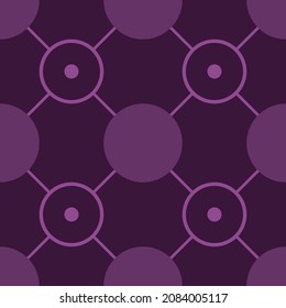 Abstract seamless background in violet hues with circles and lines. Vector drawing.