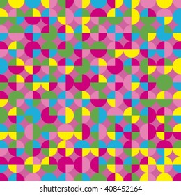 Abstract seamless background with violet and yellow circles.