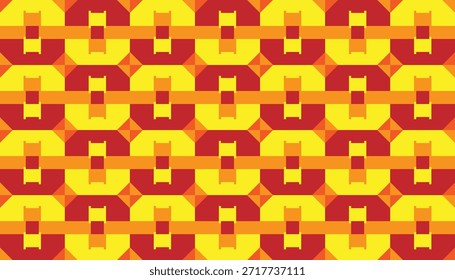 Abstract seamless background with warm geometric blocks.
Repeating modern pattern in red and yellow tones
