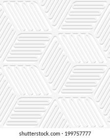 Abstract seamless background .White lines and ovals with realistic shadow and cut out of paper effect. 