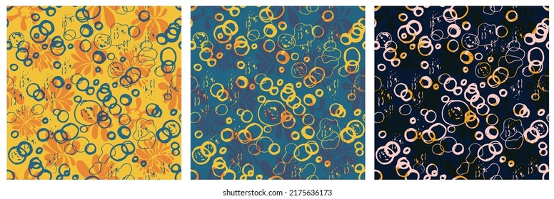 Abstract seamless backgrounds collection, colorful circles abstract pattern