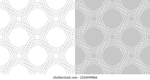 Abstract seamless backgrounds compilation. Gray and white monochrome patterns