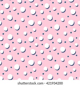 Abstract seamless backgrounds with dots and spots. Cute vector seamless patterns. Pink girlish background.