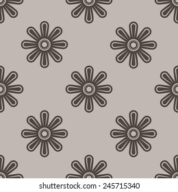 Abstract seamless beige and brown flower wallpaper vector pattern.