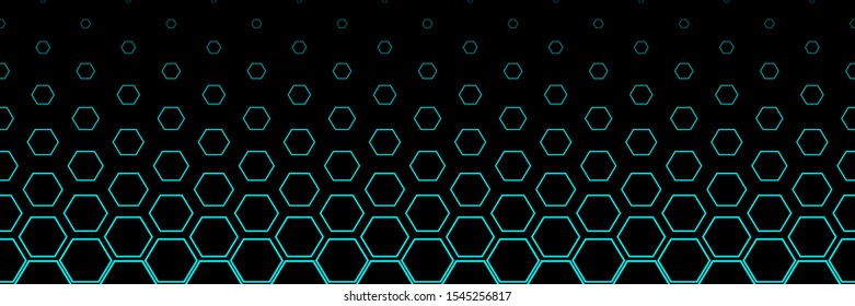 Abstract Seamless Black and Blue Geometric Pattern with Polygons. Contrasty Optical Psychedelic Illusion. Spotted Hexagonal Texture. Vector Illustration
