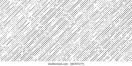 Abstract seamless black dash lines diagonal pattern on white background. Vector illustration