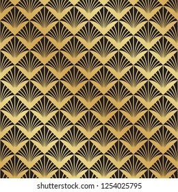 Abstract Seamless Black and Gold Art Deco Vector Pattern
