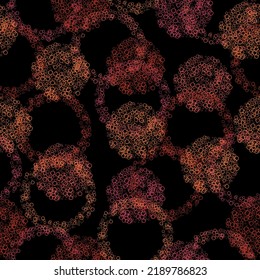 Abstract seamless black grunge pattern with colorful circles (EPS 10 vector) Bright grainy texture. Perfect for textile, wrapping paper and scrapbooking.