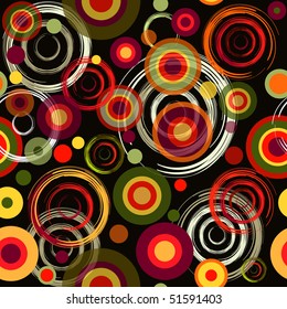 Abstract seamless black grunge pattern with colorful circles (EPS 10 vector)