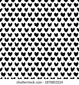 Abstract seamless black heart pattern. Hand drawn simple black heart silhouettes. Vector modern grunge background for valentines and wedding. Love wallpaper, web design, print, gift wrap