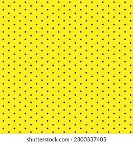 arte abstracto sin fisuras del patrón de puntos polka negro con bg amarillo.