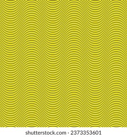 arte abstracto de rayas negras de línea de onda vertical con fondo amarillo.