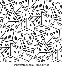 Abstract seamless black and white 3d dice pattern.