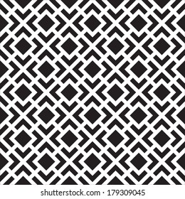 Abstract Seamless Black And White Art Deco Lattice Vector Pattern