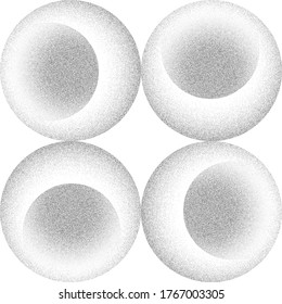 Abstract seamless black and white background of 3d spheres with an indent. Pointillism dotted black shading on white background. 