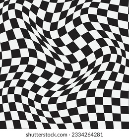 abstract seamless black white checkered wave pattern vector.