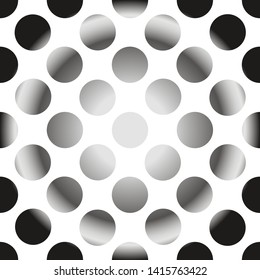 Abstract seamless black and white circles pattern, 3d, Vector illustration of optical illusion background.